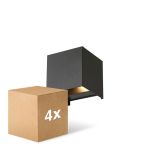 Mehrfachpackung 4x D'Lite LED Wandleuchte Elingen Aluminium Schwarz 4.9W 290lm - 830 Warmweiß | Lichtsensor