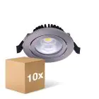 Mehrfachpackung 10x LED Schwenkbar Spot Silber Rund 6W 550lm 60D - 927  | 85mm - IP54 - Dimmbar - Höchste Farbwiedergabe